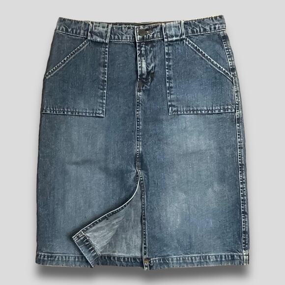 SO GSJC VINTAGE Y2K WESTERN BOHO PENCIL SKIRT BLUE COTTON SMALL 9 - Picture 6 of 8